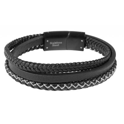 Edelstahlarmband ADELIA´S "Herren Armband aus Edelstahl" Gr. 19, schwarz, Armbänder, Herren, 19, Edelstahl, Edelstahlarmband