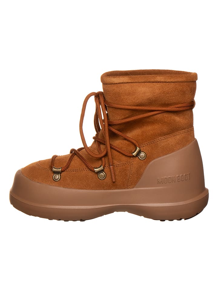 Moon Boot Leder-Winterboots "Luna" in Hellbraun - 42