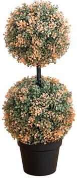 Nearly Natural 2-ft UV Resistant Autumn Double Ball Boxwood Fall Topiary Tree