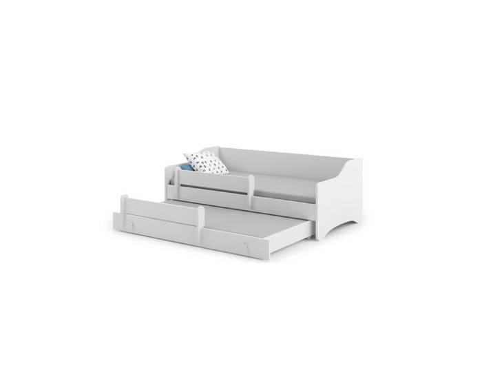 Lit enfant Kris blanc + gigogne 160x80cm - avec matelas