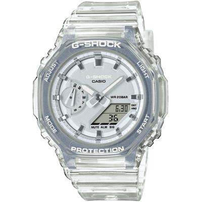 Chronograph CASIO G-SHOCK, transparent (transparent, silberfarben, silberfarben, grau), Armbanduhren, Damen, transparent-grau, Chronograph, Quarzuhr, Armbanduhr, Damen, Herren, digital, bis 20 bar wasserdicht