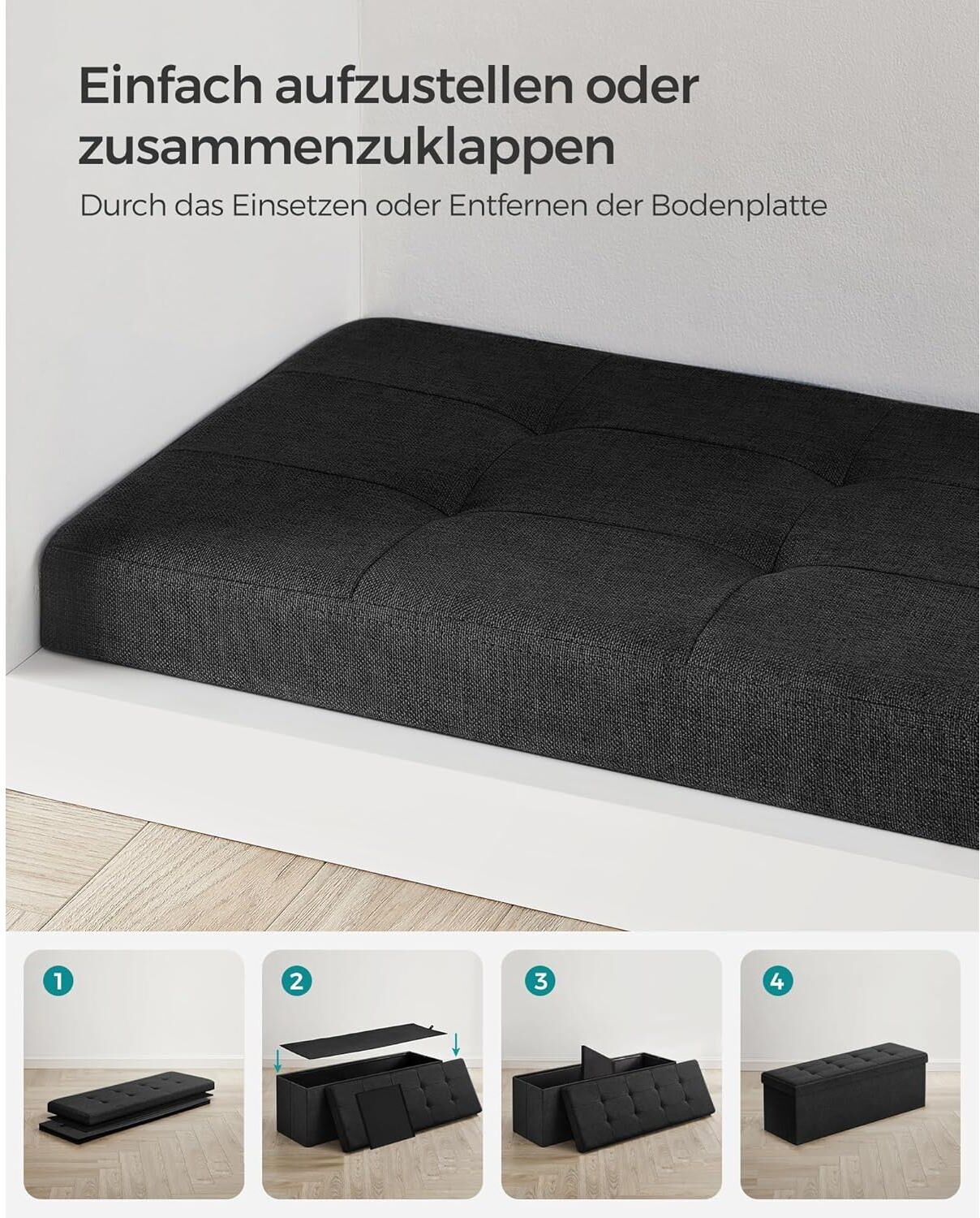 Sitztruhe SONGMICS "Ottomane", schwarz, Sitzbänke, Sitztruhe schwarz Einheitsgröße