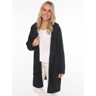 Strickjacke ZWILLINGSHERZ, Damen, schwarz, Strick, Obermaterial: 60% Polyamid, 20% Polyester, 15% Wolle, 5% Alpaka, unifarben, bequem ca. Mitte Oberschenkel, V-Ausschnitt, Strickjacken Strickjacke, Langarm, bequem, Taschen, One Size, ohne...