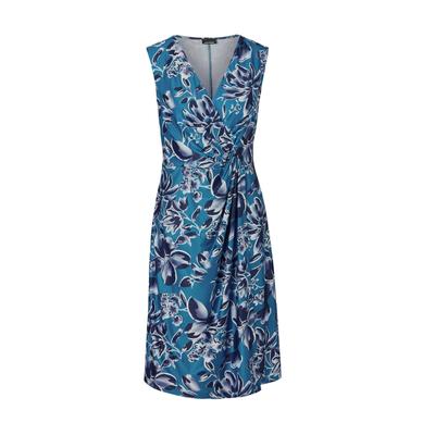 Abendkleid GOLDNER "Kleid in Wickeloptik", Damen, Gr. 42, N-Gr, blau (blau, marine, geblümt), Obermaterial: 95% Polyester PES. 5% Elasthan EL., festlich, V-Ausschnitt, Sonstiges, Kleider Abendkleid, Dekorative Nähte