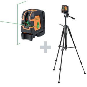 geo-FENNEL Kreuzlinienlaser 541260, Geo1X-GREEN, Set, grüner Laser, selbstnivellierend, mit Halterung und Stativ