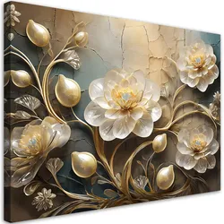WANDBILD blumen gold glamour