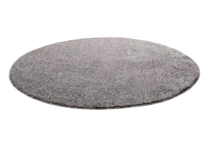 Teppich HOMIE LIVING Flavio , grau (hellgrau), H:30mm Ø:200cm, Polypropylen, Teppiche, Teppich, Hochflor, gewebt, weich, uni, Wohnzimmer, Schlafzimmer, waschbar