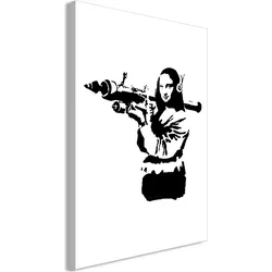 Artgeist, Bilder, Banksy Mona Lisa with Rocket Launcher (1 Part) Vertical (80 x 120 cm)