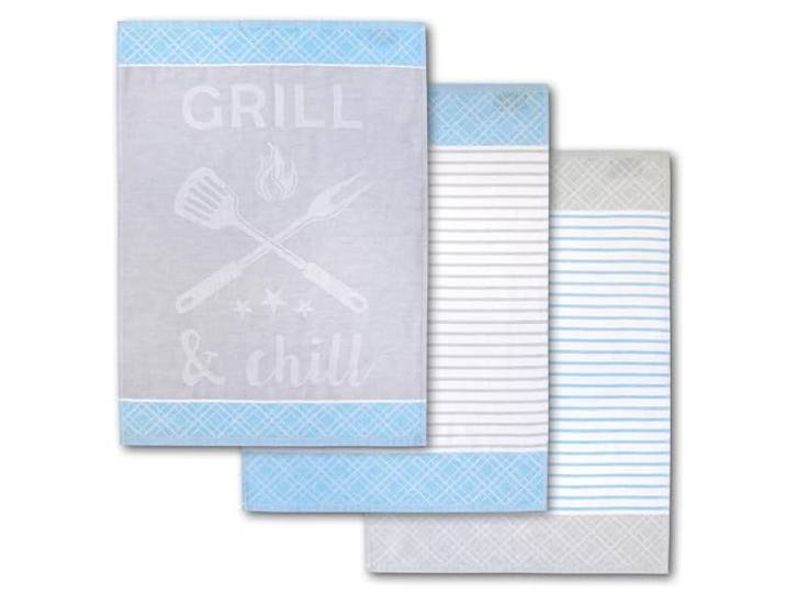 Dyckhoff 3er Set Geschirrtücher, Grill & Chill, 50x70cm, 100% Baumwolle