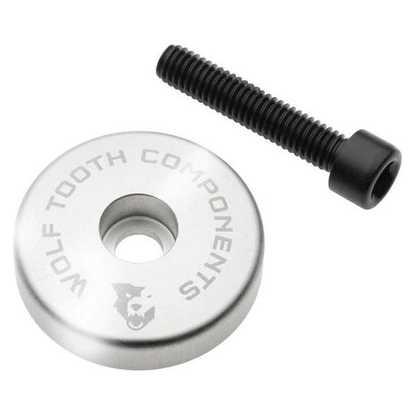 Wolf Tooth Ultralight Ahead-Kappe, integrierter 5mm Spacer, 1 1/8", raw silver (43381486)