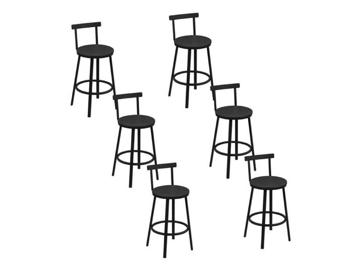 Tabouret de Bar Lot de 6 - WOLTU Tabouret Haut - Métal et MDF - Noir W0ATT0912-6