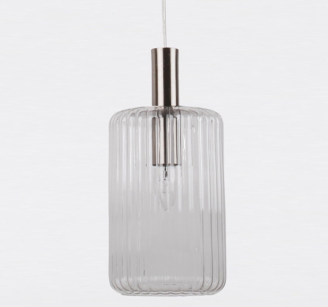 Mercury Colberg 1 - Light Cylinder Pendant Brushed Chrome/Clear 33cm H X 16cm W X 16cm D