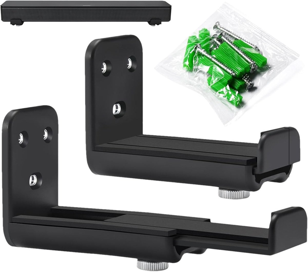 Zwarte Wandhouder voor Soundbar met Verstelbare Diepte tot 14,5 cm