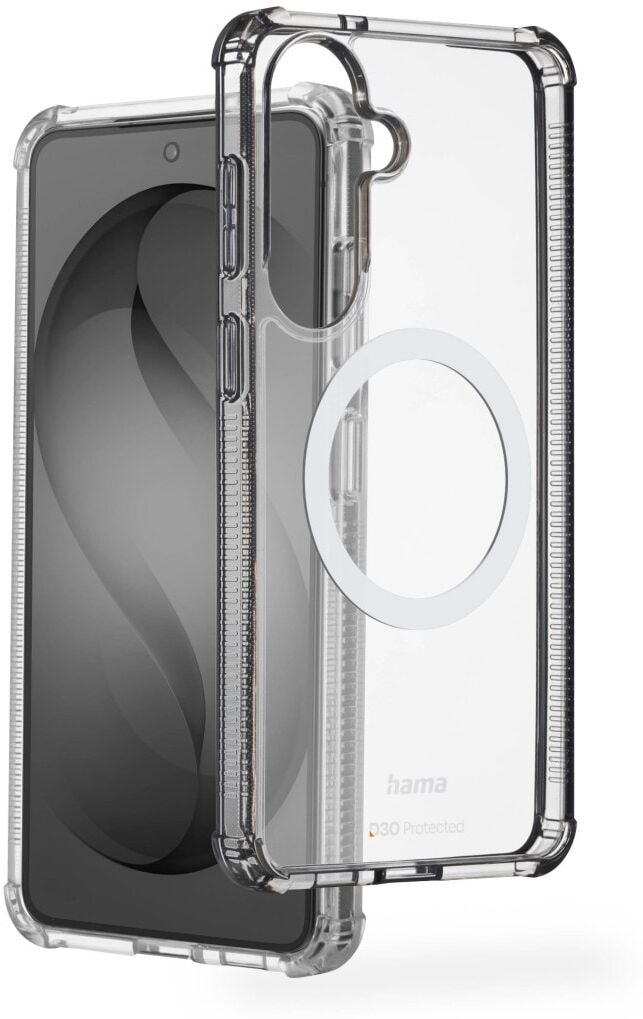 Hama Smartphone-Hülle "Handyhülle mit D3O-Technologie für Samsung Galaxy S26 FE", transparent, Hüllen, D3O-Technologie, Fallschutz bis 3,5 m, Magnetring, Qi2-kompatibel, Smartphone-Hülle