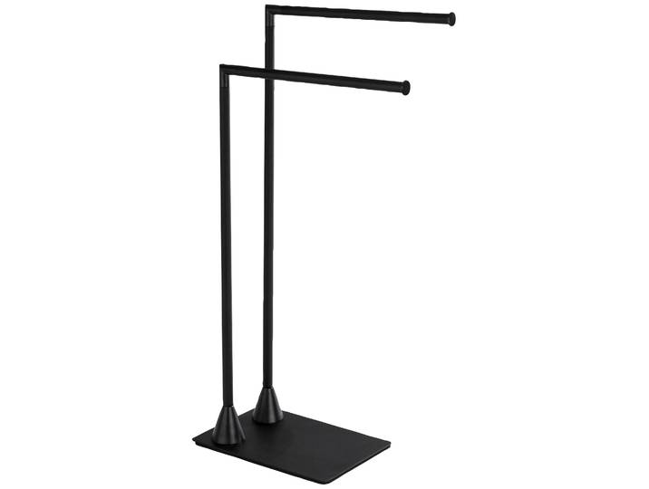 Handtuchständer WENKO Hella , schwarz, B:43,5cm H:78,5cm T:20cm, Stahl, Handtuchhalter, Handtuchständer, aus Stahl mit 2 Stangen, für Handtücher und Kleidung