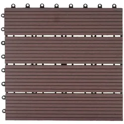 Mendler WPC Bodenfliese Rhone, Holzoptik Balkon/Terrasse, 11x je 30x30cm = 1qm ~ Premium, coffee linear