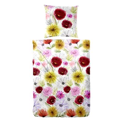 Bettwäsche PRIMERA "Mako-Satin-Bettwäsche Summer Time", bunt, B/L: 135cm x 200cm, 1 Stk., 1 Stk., Mako-Satin, B/L: 80cm x 80cm, 2 Stk., Mako-Satin, Obermaterial: 100% Baumwolle, Bettwäsche, Bettwäsche, mit bunten Blumen