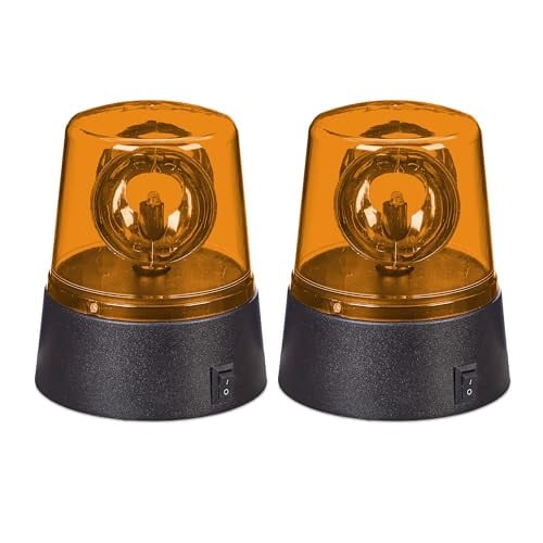 Relaxdays set van 2 led zwaailichten oranje