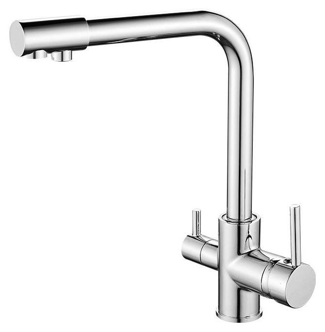 3-Wege-Küchenarmatur, Spültischmischer mit gefiltertem Wasserauslauf, Chrom, 360° drehbar, einfach zu installieren und zu reinigen.