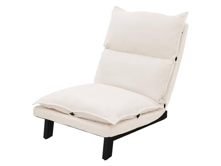 ML-Design Bodenstuhl Beige, Bodensessel gepolstert, verstellbare Rückenlehne, Leinenbezug, Stahlgestell, Loungesessel Sitzkissen Bodensofa Bodensitz Bodenkissen Relaxsessel Meditationsstuhl Lazy Sofa