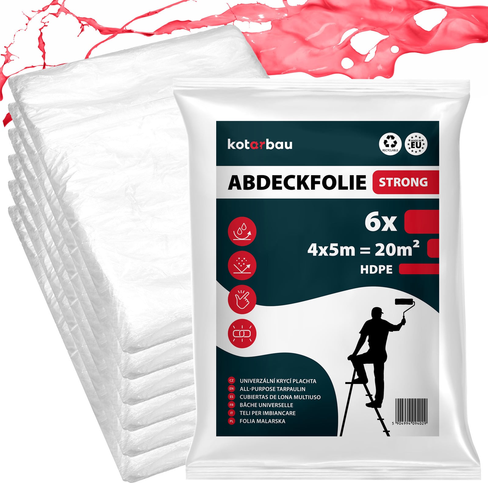 KOTARBAU 6-delig Set Afdekfolie - Transparant - Polyethyleen - 4 x 5 m