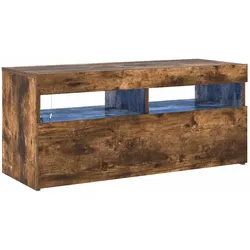 vidaXL TV-Schrank mit LED-Leuchten Räuchereiche 90x35x40 cm
