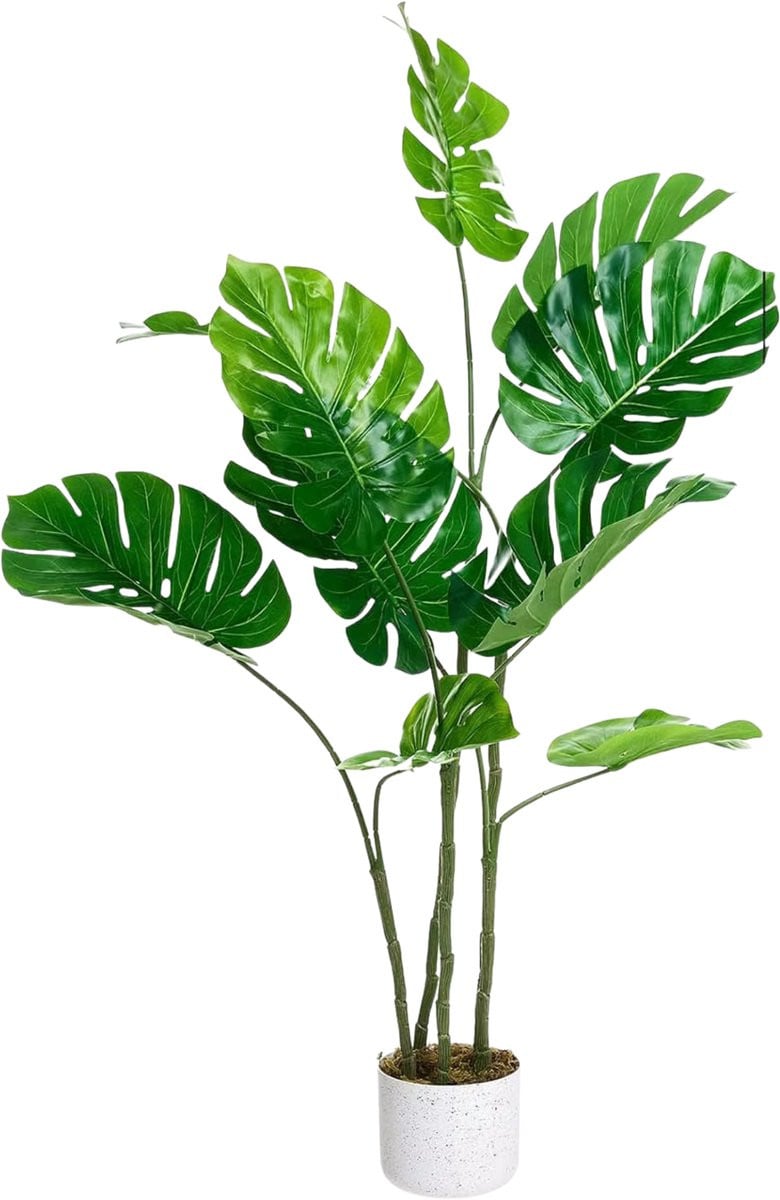 Happiq Kunstmatige Monstera Plant - Groen - 120 cm