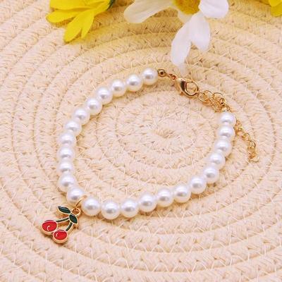 Uplift Picks Pearl Pet Collar Necklace For Dogs Cats And Puppies red