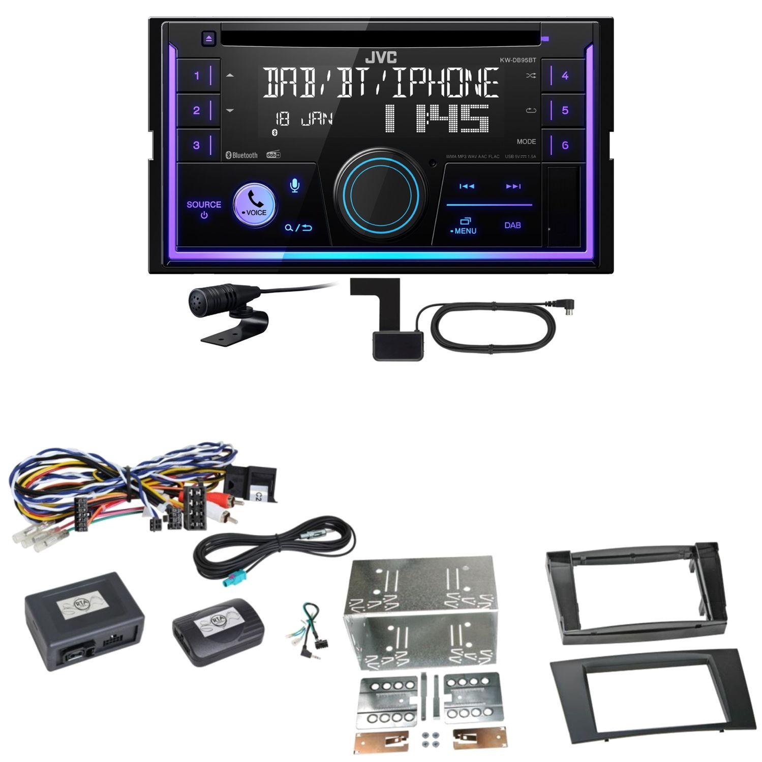 JVC KW-DB95BT Bluetooth Digitalradio USB CD Einbauset für Mercedes W211 CLS W219