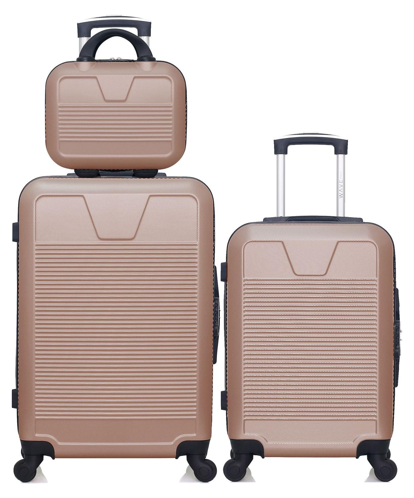WAVE PARIS - 3er-Set - Wochenendkoffer, Handgepäckkoffer und Kosmetikkoffer SELENGA