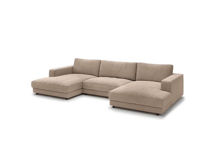 Wohnlandschaft Beige Cordstoff Catia 190cm Gleichschenklig Modern Polyurethanschaum