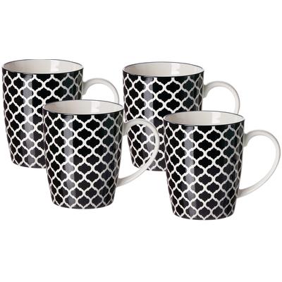 Becher RITZENHOFF & BREKER "Takeo Swing", schwarz-weiß (schwarz), B:11cm H:10cm Ø:8cm, Porzellan, Trinkgefäße, Becher, Kaffeebecher, je 350 ml