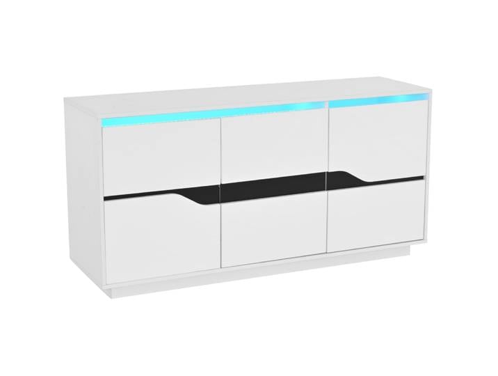 Buffets en panneau de particules avec led blanc noir 140x40x70 cm