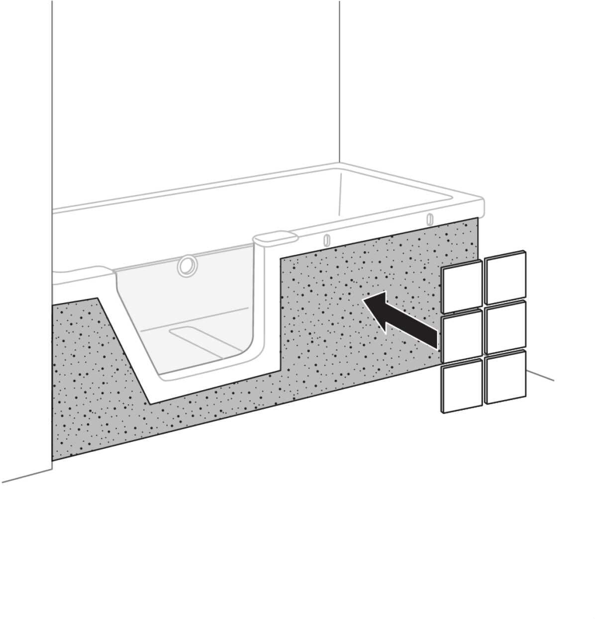 DUSCHOLUX Step-in Pure tile support front entry left 699.300092