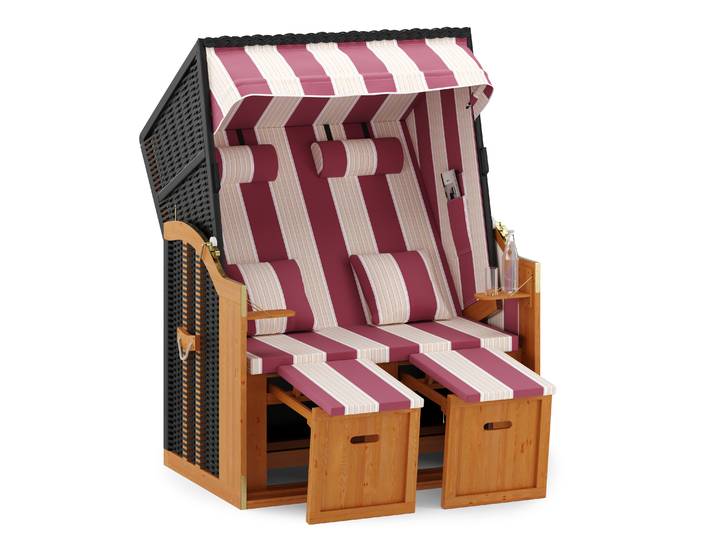 Strandkorb 2-Sitzer rot/weiss