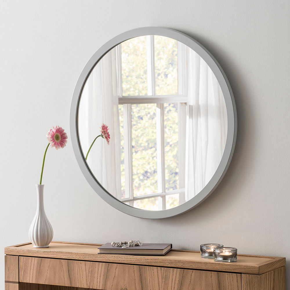Zipcode Design Tabatha Round Wall Mirror Light Grey 80cm H x 80cm W
