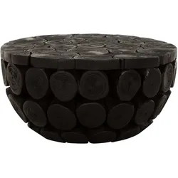 Couchtisch Cone aus Teakholz, massiv und geölt, rundes Design, schwarz, Ø 62 cm