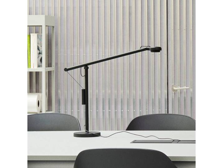 HAY LED Tischleuchtelampe Fifty-Fifty, dimmbar, schwarz, für Arbeitszimmer / Büro, Aluminium, Design