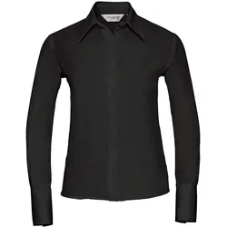 Russell Collection Taillierte bügelfreie Bluse  Langarm, black, 3XL