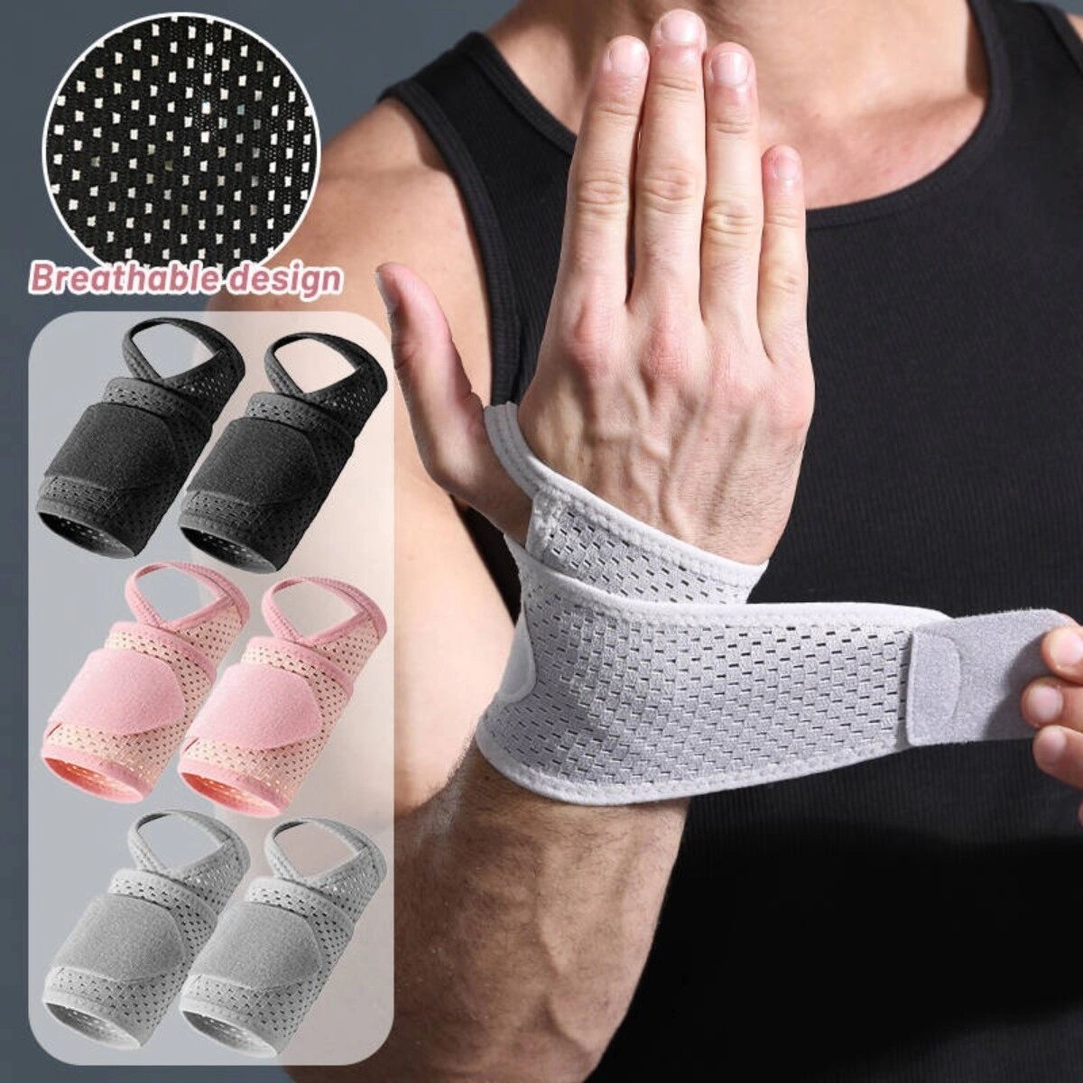 INF Perforierte Kompressions-Handgelenkbandage – Leichtes Mesh-Paar für Fitness, Badminton, Tennis, Sehnenscheiden-Schutz,