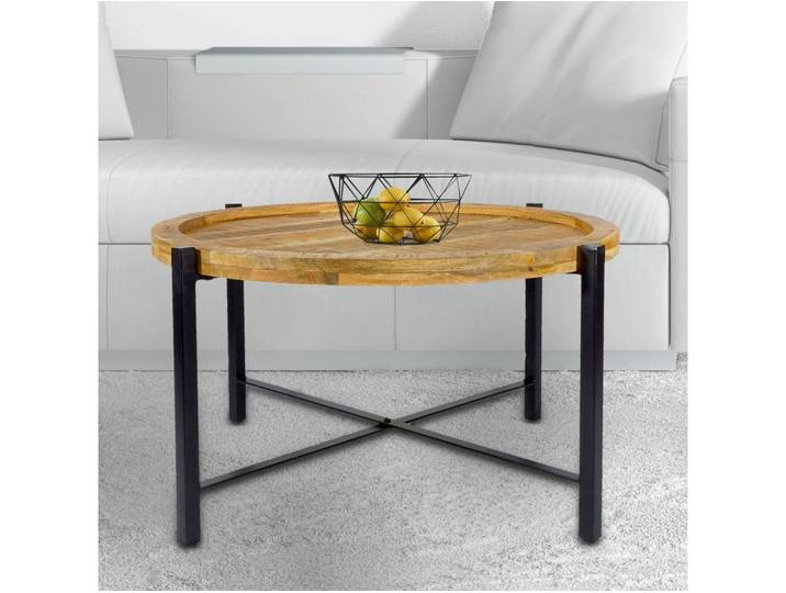soma Couchtisch Couchtisch ø75cm Beistelltisch Wohnzimmer Tisch rund Sioux Metall Ges, tabacco - schwarz