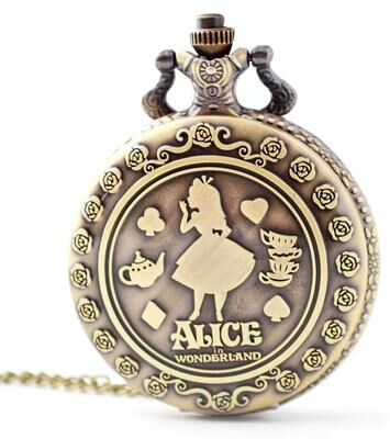 ModernMart Alice In Wonderland Pocket Watch Vintage Anime Retro Fob Gift Watch Alice In Wonderland Pocket Watch Vintage Anime Retro Fob Gift Watch