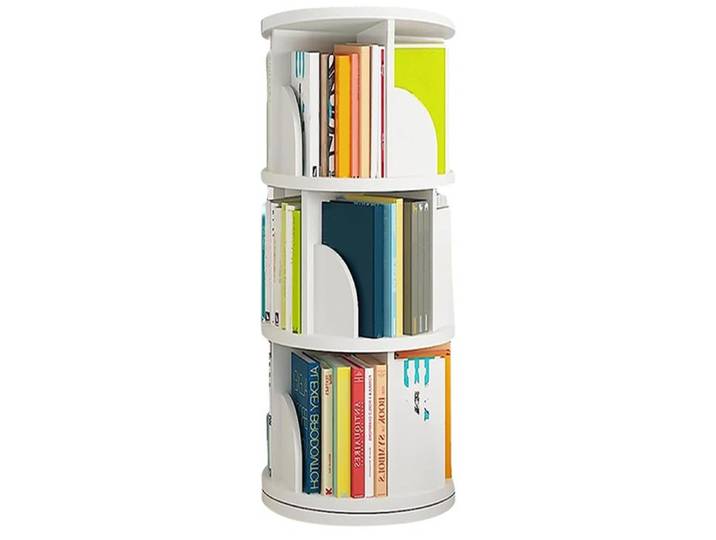 Bibliothèque Rotative À 360° - MIPAN- Étagère À 3 Niveaux - 40 × 40 × 98 cm Blanc - Idéale Pour Salon Bureau Et Chambre