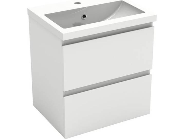 Meuble sous vasque - Blanc - 50cm - 2 tiroirs - MDF - Design contemporain