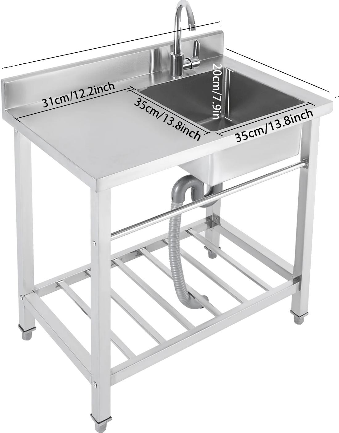 Utility Sink, Edelstahl, Freistehendes Design, Silber