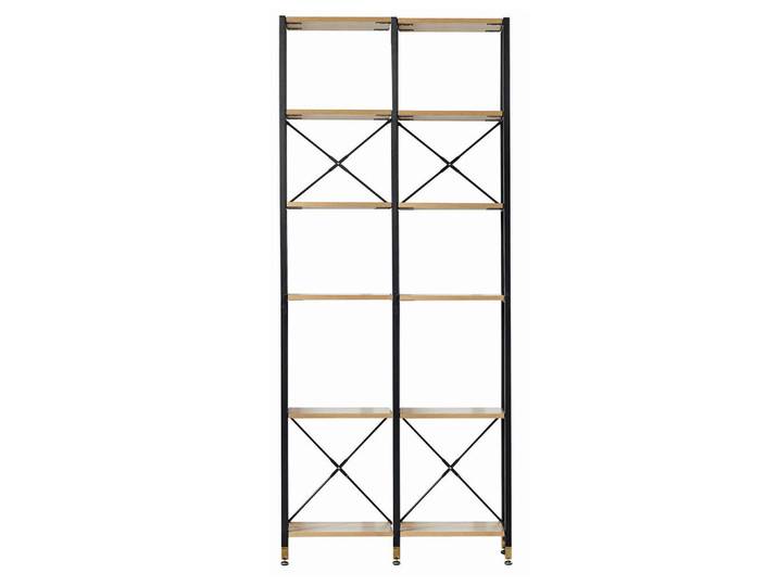Livetastic Regal, Naturfarben, Schwarz, Metall, 12 Fächer, 87.50x210x30 cm, erweiterbar, Wohnzimmer, Regale, Bücherregale