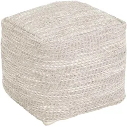 Pouf Asuri aus Wolle und Baumwolle, modern gepolstert, quadratisch, Farbe Sand, für Dein Zuhause