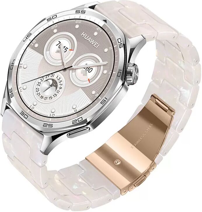 INF Resin Edelstahl Uhrenarmband kompatibel mit Huawei GT5 Pro - Stilvolles Ersatzarmband Weiß 20 mm