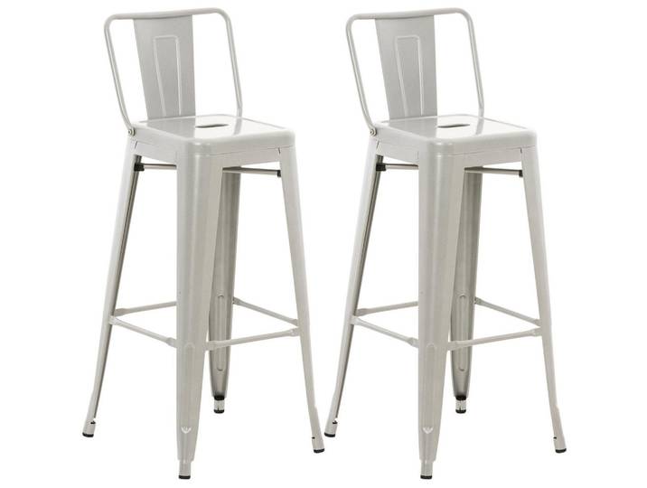 CLP Barhocker 2er Set Metall silber, Silberfarben, 44x96x43 cm, Esszimmer, Barmöbel, Barhocker