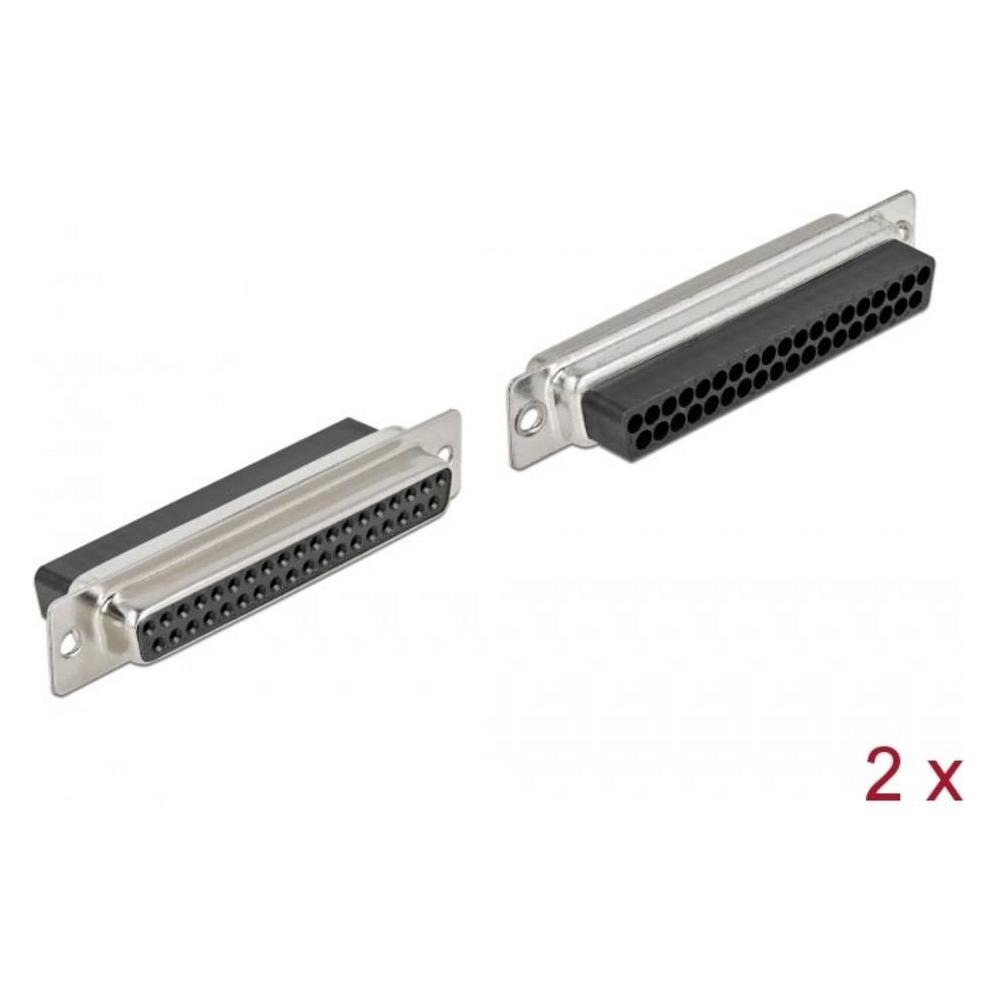 Delock D-Sub 37 Pin Crimp Buchse, Metall, 2 Stück (66722)